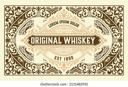 Whiskey label with old frames