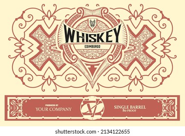 Whiskey label with old frames