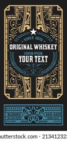 Whiskey label with old frames