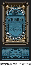 Whiskey label with old frames