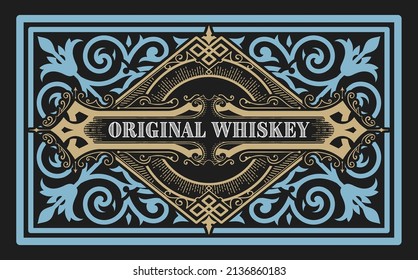 Whiskey label with old frames