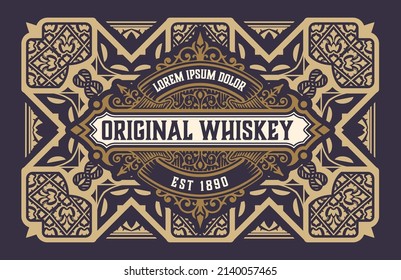 Whiskey label with old frames