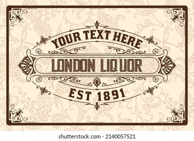 Whiskey label with old frames