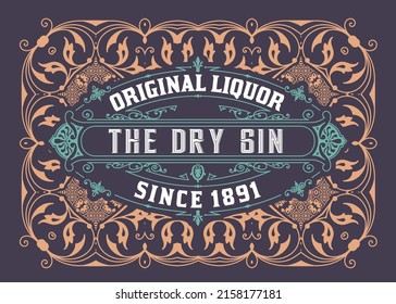 Whiskey label with old frames