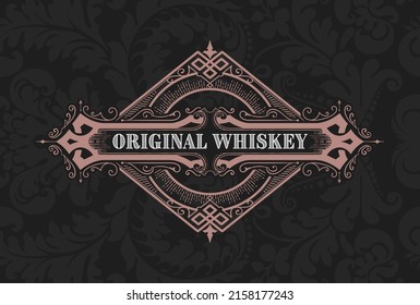 Whiskey label with old frames