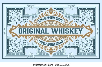 Whiskey label with old frames