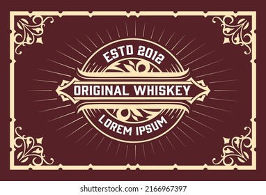 Whiskey label with old frames