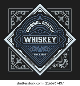 Whiskey label with old frames
