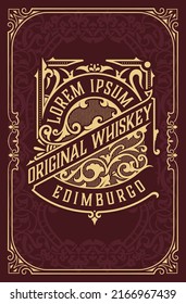 Whiskey label with old frames