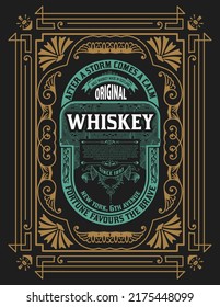 Whiskey label with old frames