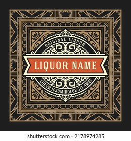 Whiskey label with old frames