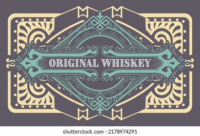 Whiskey label with old frames