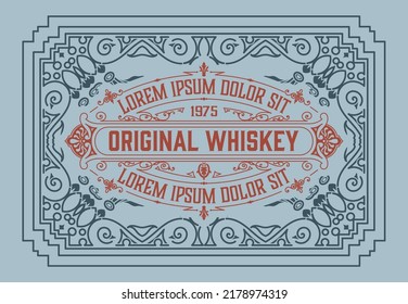 Whiskey label with old frames