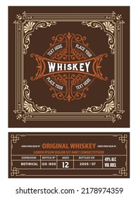 Whiskey label with old frames