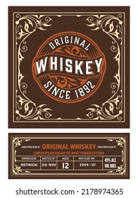 Whiskey label with old frames