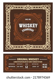 Whiskey label with old frames