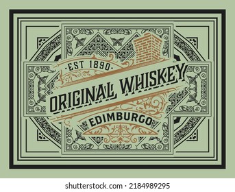 Whiskey label with old frames