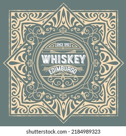 Whiskey label with old frames