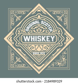 Whiskey label with old frames