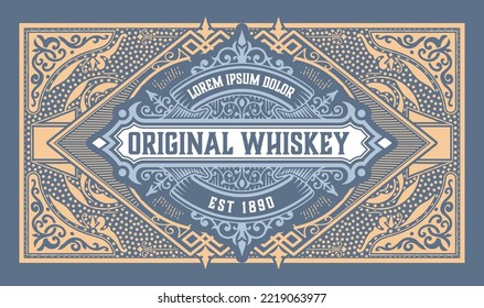 Whiskey label with old frames