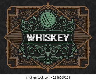 Whiskey label with old frames