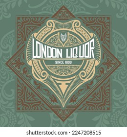 Whiskey label with old frames