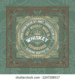 Whiskey label with old frames