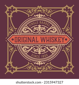 Whiskey label with old frames