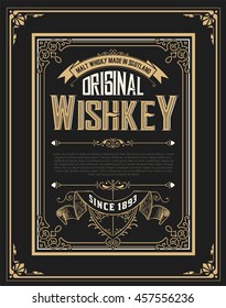 Whiskey label with old frames