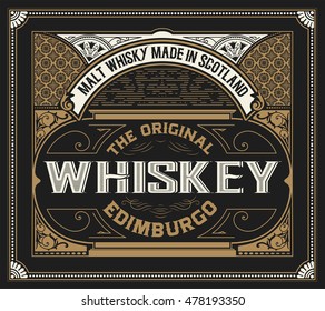 Whiskey label with old frames