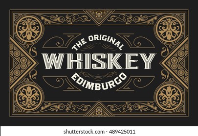 Whiskey label with old frames