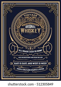 Whiskey label with old frames