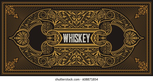 Whiskey label with old frames