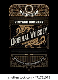 Etiqueta de Whiskey con marcos y adornos antiguos