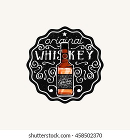 Whiskey label, "original Whiskey" phrase. Vector.