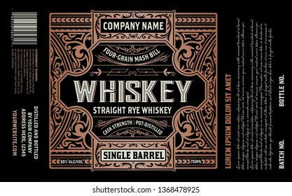 Whiskey label for packing. Vector layered