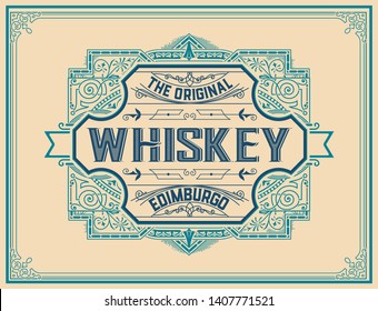 Rótulo de uísque para embalagem. Vetor em camadas