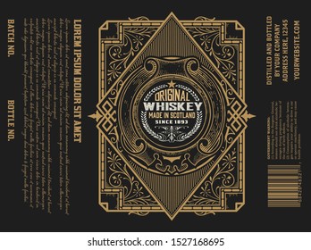 Whiskey Label vintage design retro vector illustration