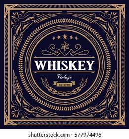 Whiskey Label vintage design retro vector illustration