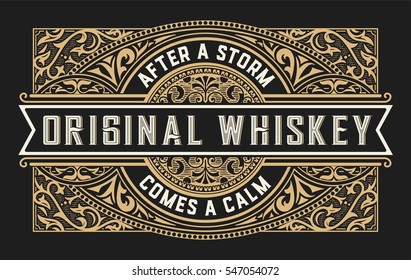 Whiskey Label with vintage ornaments