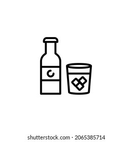 Icono de línea de Whiskey, plantilla de vector