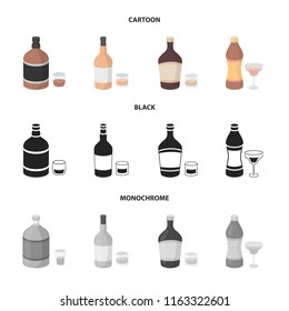 Whiskey, liquor, rum, vermouth.Alcohol set collection icons in cartoon,black,monochrome style vector symbol stock illustration web.