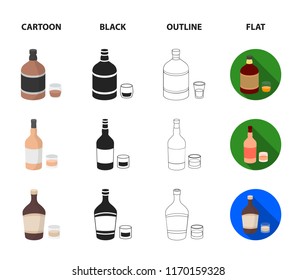 Whiskey, liquor, rum, vermouth.Alcohol set collection icons in cartoon,black,outline,flat style vector symbol stock illustration web.