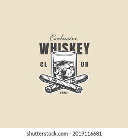 Whisky-Logo, schwarz-weißer Vektorgrafik