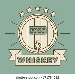 Whiskey logo design - vintage whisky label. Alcohol vintage banner whiskey. Vector illustration