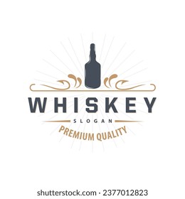 Logotipo Whiskey, Diseño De Etiqueta De Bebida Con Plantilla De Primera Calidad De Ilustración De Ornamentos Retro Antiguo