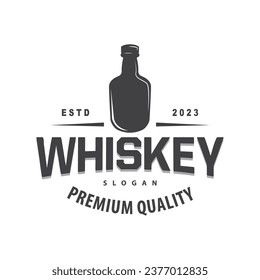 Whiskey Logo, Drink Label Design With Old Retro Vintage Ornament Illustration Premium Template
