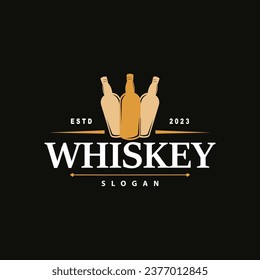 Whiskey Logo, Drink Label Design With Old Retro Vintage Ornament Illustration Premium Template