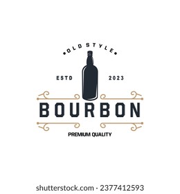 Logotipo Whiskey, Diseño De Etiqueta De Bebida Con Plantilla De Primera Calidad De Ilustración De Ornamentos Retro Antiguo