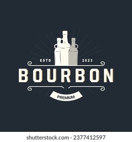 Whiskey Logo, Drink Label Design With Old Retro Vintage Ornament Illustration Premium Template